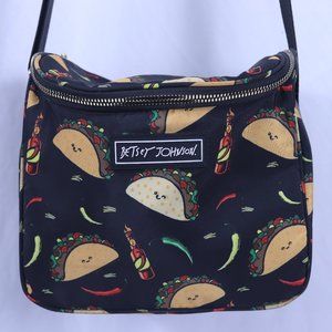 Betsey Johnson Tacos, Peppers, Hot Sauce Graphic Print Insulated Lunch Bag Tote
